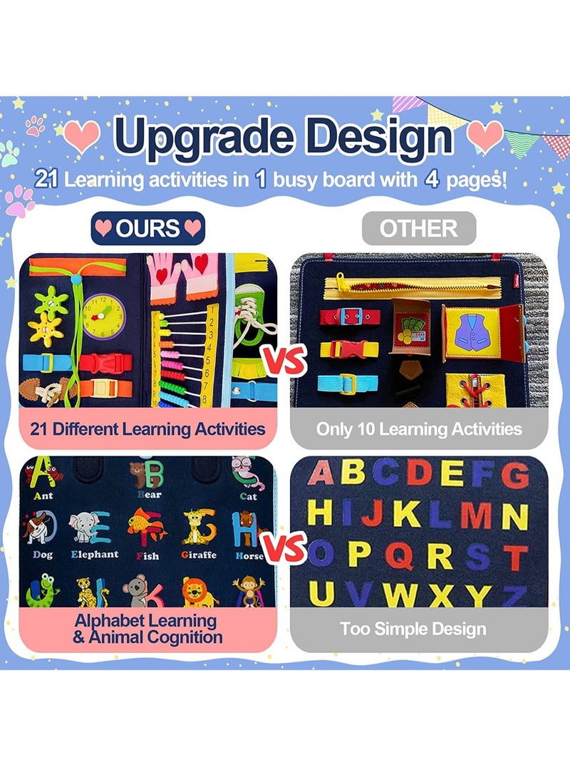 Excefore Busy Board Montessori Toy for 1 2 3 4 Years Old, Educational Activity Sensory Board Preschool Learning Fine Motor Skills Toys, Toddler Toy, Gift for Boys Girls - Image 5