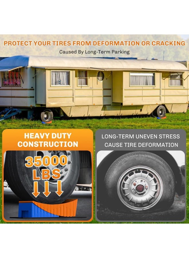 WELLUCK Camper Leveler, RV Leveling Blocks Camper Wheel Chocks Up to 35,000 lbs, 2 Packs Heavy Duty Curved RV Camper Leveler Kit with Anti-Slip Mats, Carrying Bag for Travel Trailer - Image 3