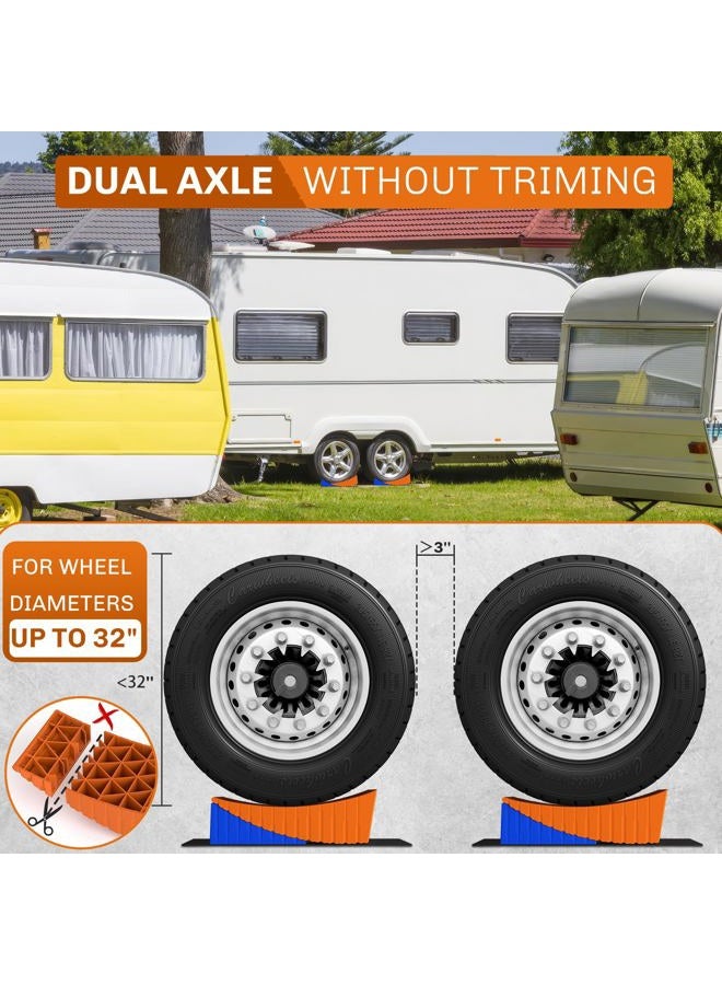 WELLUCK Camper Leveler, RV Leveling Blocks Camper Wheel Chocks Up to 35,000 lbs, 2 Packs Heavy Duty Curved RV Camper Leveler Kit with Anti-Slip Mats, Carrying Bag for Travel Trailer - Image 4