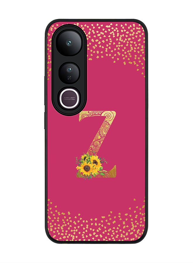 Stylizedd For vivo V50 Lite Case,Slim fit Camera Protection, Shockproof Thin Phone cover  - Custom Floral Monogram - Z ( Deep Pink )