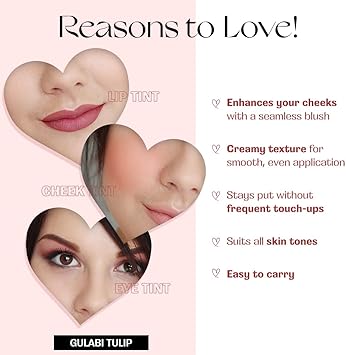 NOURISH MANTRA نوريش مانترا 3 في 1 تينت للشفاه والخدود والعينين بتركيبة خفيفة الوزن وعالية الصبغة تناسب جميع أنواع البشرة للنساء 4 جرام - Image 4