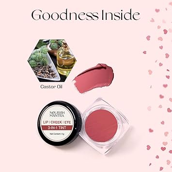 NOURISH MANTRA نوريش مانترا 3 في 1 تينت للشفاه والخدود والعينين بتركيبة خفيفة الوزن وعالية الصبغة تناسب جميع أنواع البشرة للنساء 4 جرام - Image 2