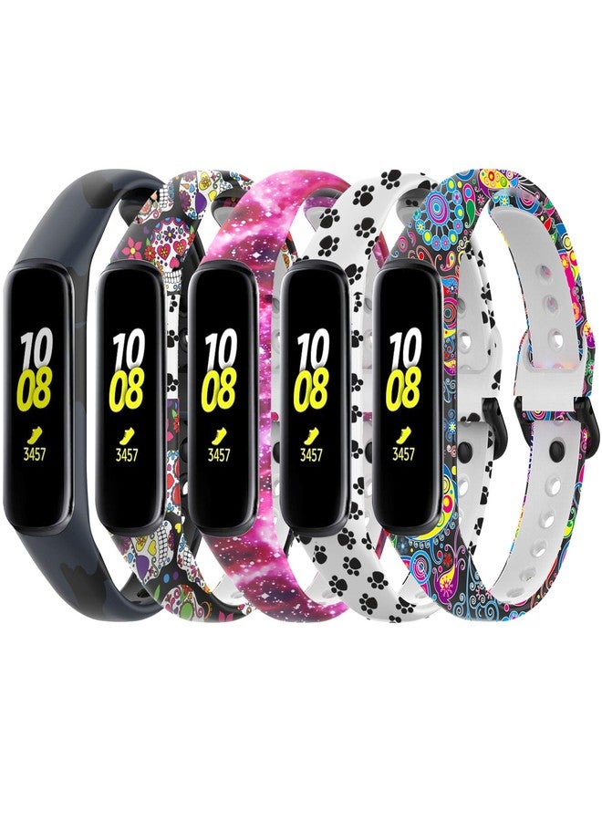 Lijinlan Replacement Bands Compatible with Samsung Galaxy Fit2 SM-R220, Pattern Printed Strap Breathable Soft Silicone Wristband Compatible with Galaxy Fit 2 Fitness Tracker (B4-4Pack-2) - Image 1