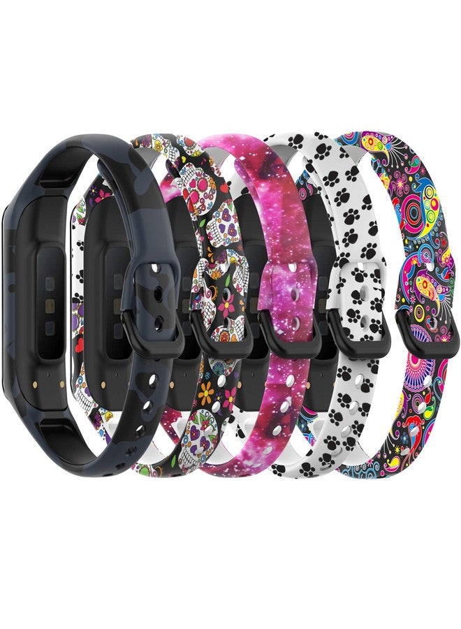 Lijinlan Replacement Bands Compatible with Samsung Galaxy Fit2 SM-R220, Pattern Printed Strap Breathable Soft Silicone Wristband Compatible with Galaxy Fit 2 Fitness Tracker (B4-4Pack-2) - Image 2