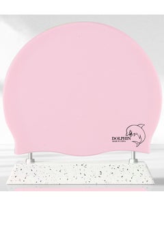 Dolphin Silicone Swimming Cap Waterproof For Kids & Adults - Pink  - Image 1