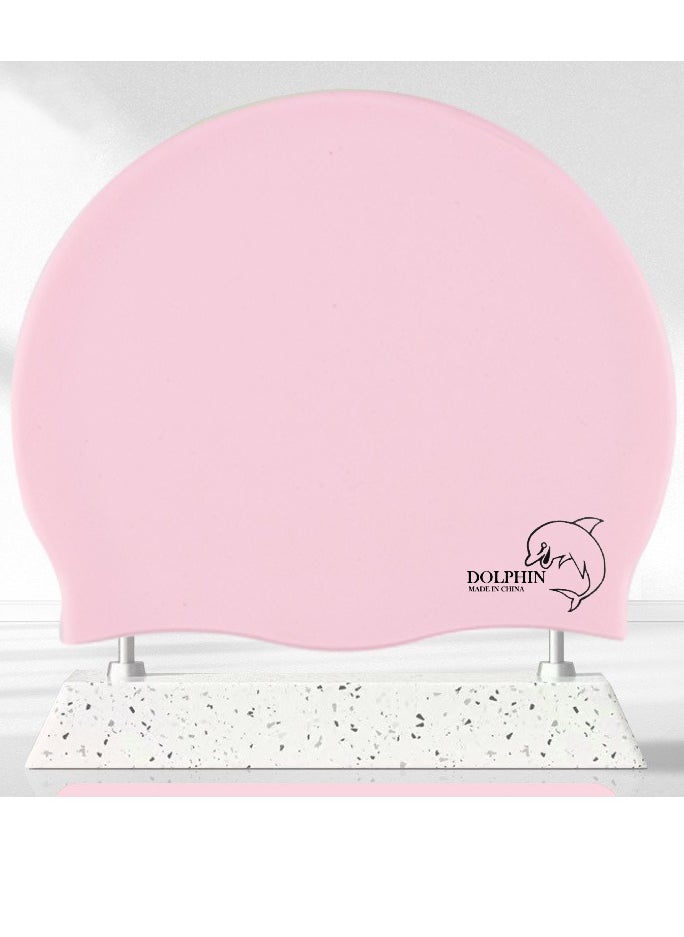 Dolphin Silicone Swimming Cap Waterproof For Kids & Adults - Pink  - Image 1