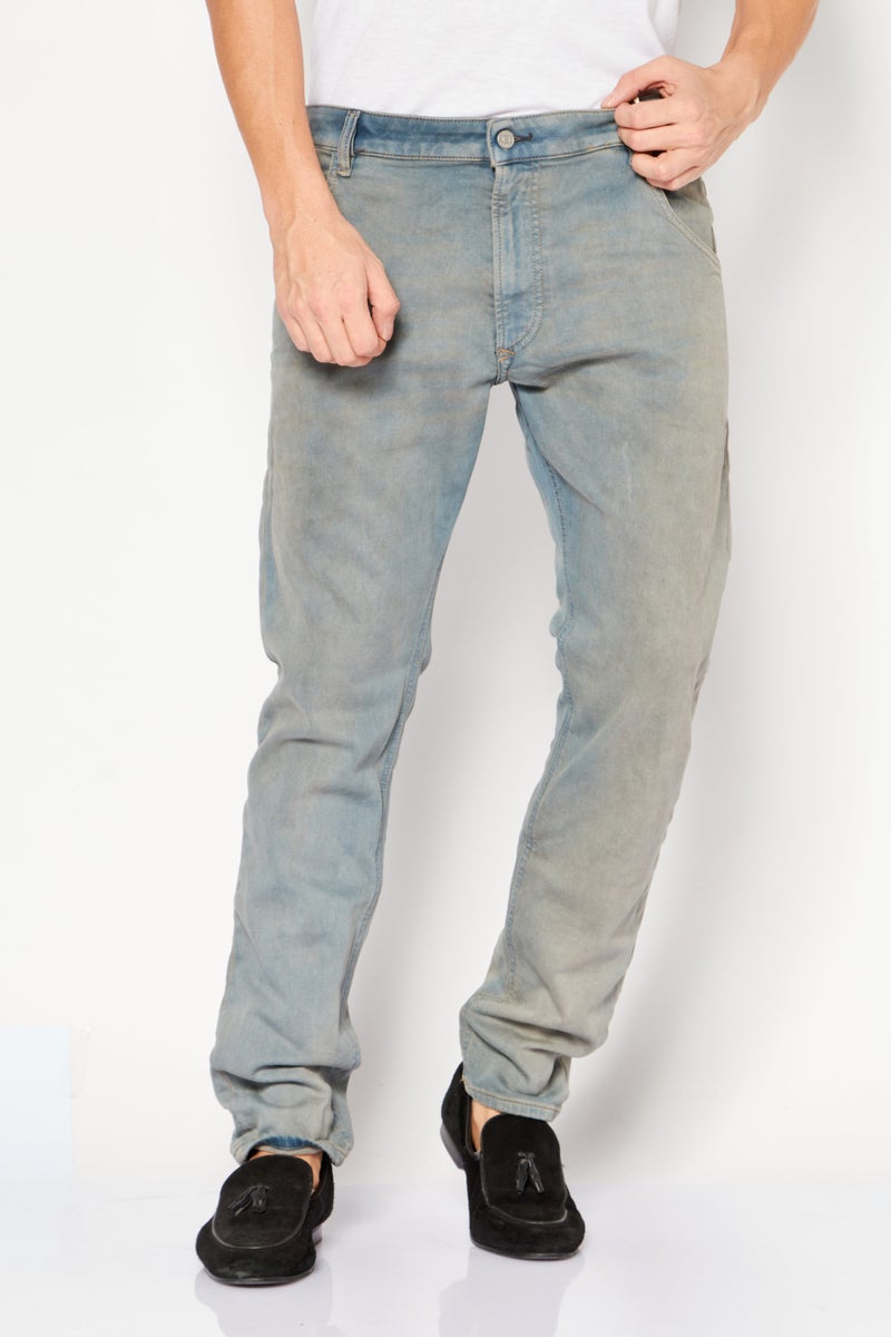 DIESEL جينز سويت ضيق عادي للرجال، مغسول وقابل للتمدد، أزرق - Image 1