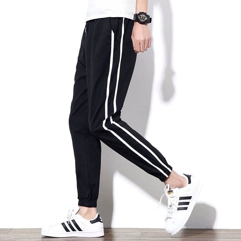 Autumn black work pants mens loose thin kitchen waiter work elastic waist canteen chef plus size pants Second pole  - Image 1