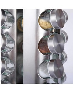 Bukela Square Spice Rack, 16 Spice Jars, Spice Rack can be rotated 360°, Spice jar with lid, 16 88ml Glass Spice Jars (17 * 17 * 27.5cm)  - Image 4