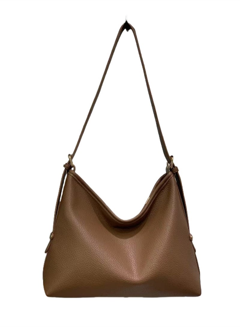 Women Tote Handbag, Ladies Fashion Shoulder Bag Bohos Tote with Large Capacity, Soft Vegan Leather Shoulder Bag Crossbody Bag Handbag Mini Clutch Purse with Adjustable Strap for Girls (1552# Brown)  - Image 1
