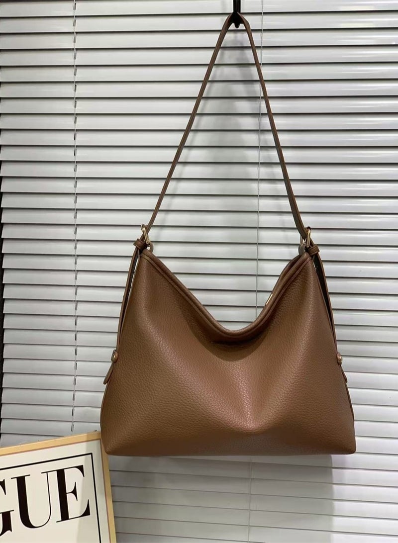 Women Tote Handbag, Ladies Fashion Shoulder Bag Bohos Tote with Large Capacity, Soft Vegan Leather Shoulder Bag Crossbody Bag Handbag Mini Clutch Purse with Adjustable Strap for Girls (1552# Brown)  - Image 2