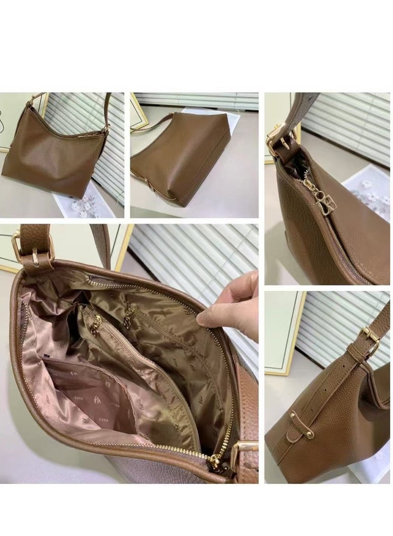 Women Tote Handbag, Ladies Fashion Shoulder Bag Bohos Tote with Large Capacity, Soft Vegan Leather Shoulder Bag Crossbody Bag Handbag Mini Clutch Purse with Adjustable Strap for Girls (1552# Brown)  - Image 4