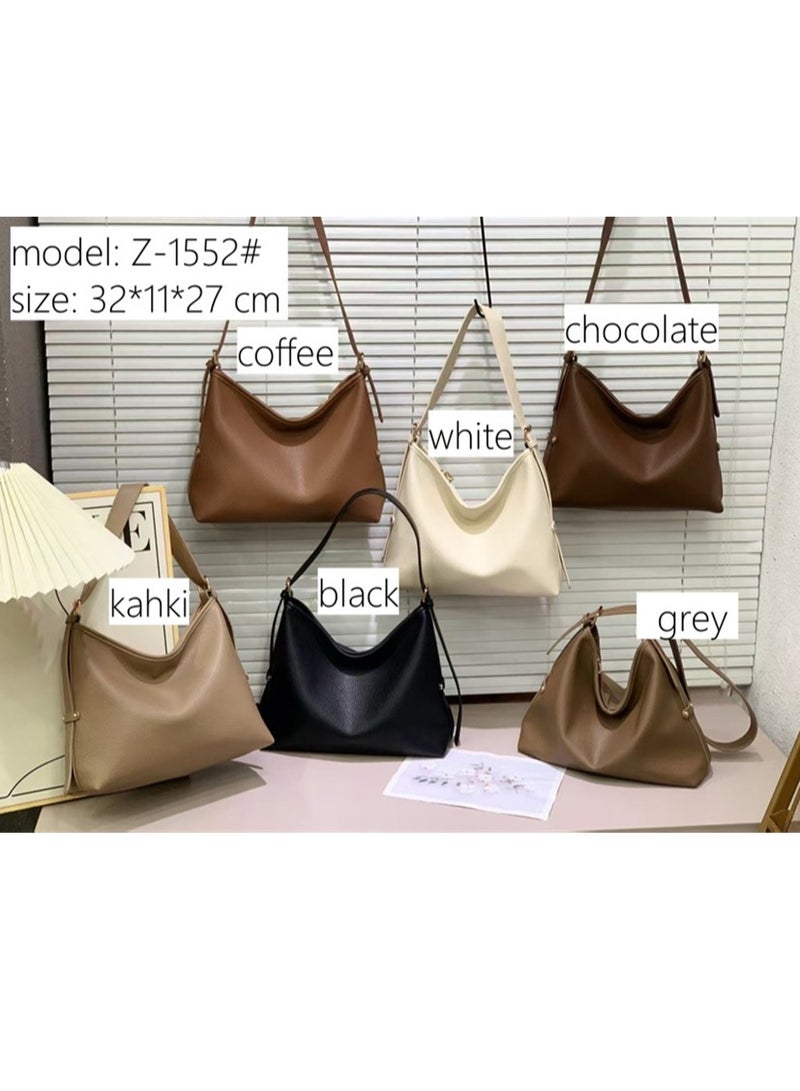 Women Tote Handbag, Ladies Fashion Shoulder Bag Bohos Tote with Large Capacity, Soft Vegan Leather Shoulder Bag Crossbody Bag Handbag Mini Clutch Purse with Adjustable Strap for Girls (1552# Brown)  - Image 3