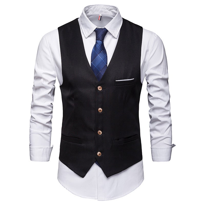 New Mens Suit Vest Slim Fit Groomsmen Formal V-Neck Waistcoat Burgundy  - Image 2