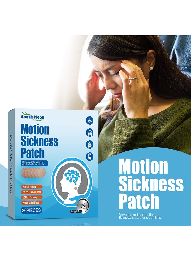 SOUTH MOON - Motion Sickness Patch, Fast Acting Non Drowsy Sea Sickness Patch Behind Ear for Kids and Adults, Relieves Tinnitus & Motion Sickness 36 Pieces - Image 1