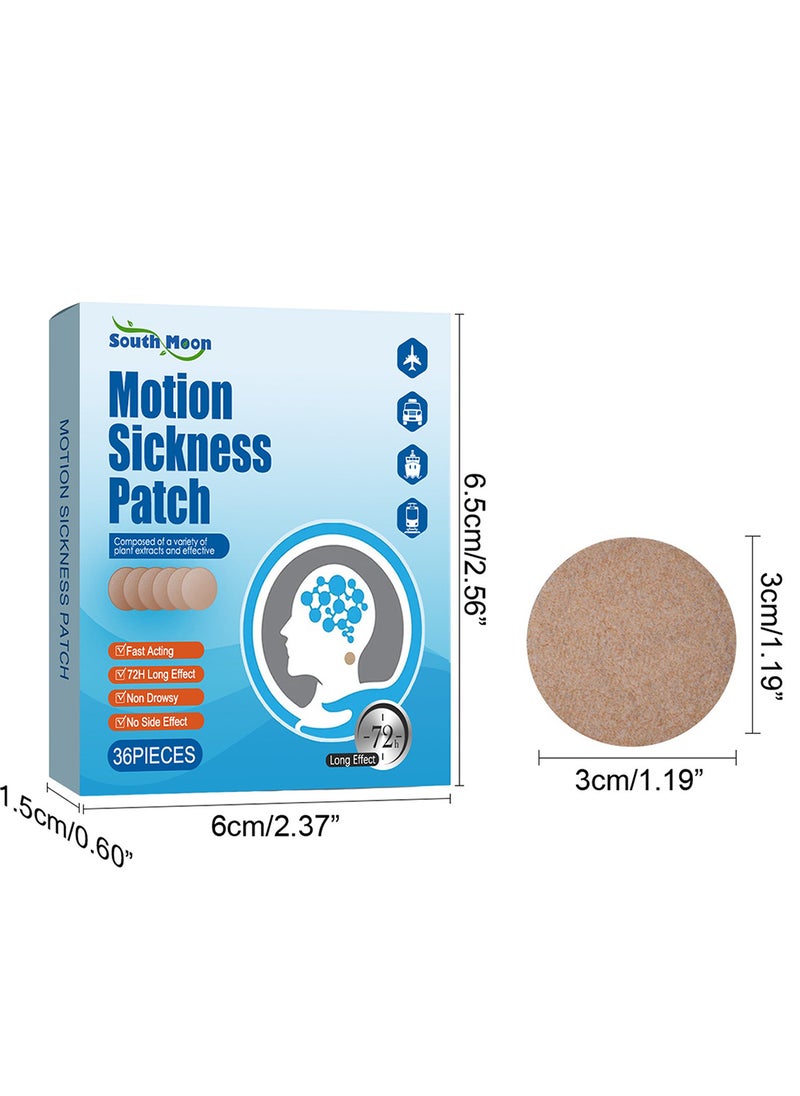 SOUTH MOON - Motion Sickness Patch, Fast Acting Non Drowsy Sea Sickness Patch Behind Ear for Kids and Adults, Relieves Tinnitus & Motion Sickness 36 Pieces - Image 1