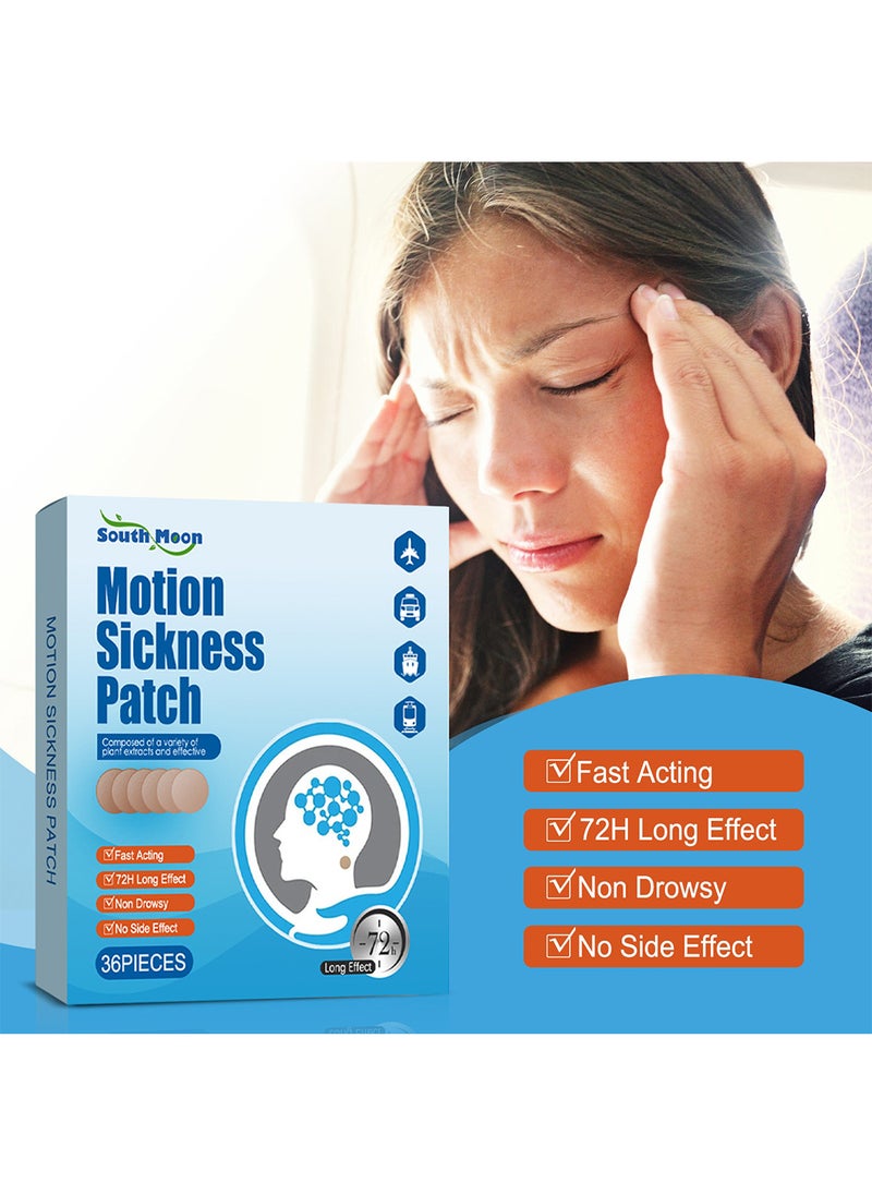 SOUTH MOON - Motion Sickness Patch, Fast Acting Non Drowsy Sea Sickness Patch Behind Ear for Kids and Adults, Relieves Tinnitus & Motion Sickness 36 Pieces - Image 1