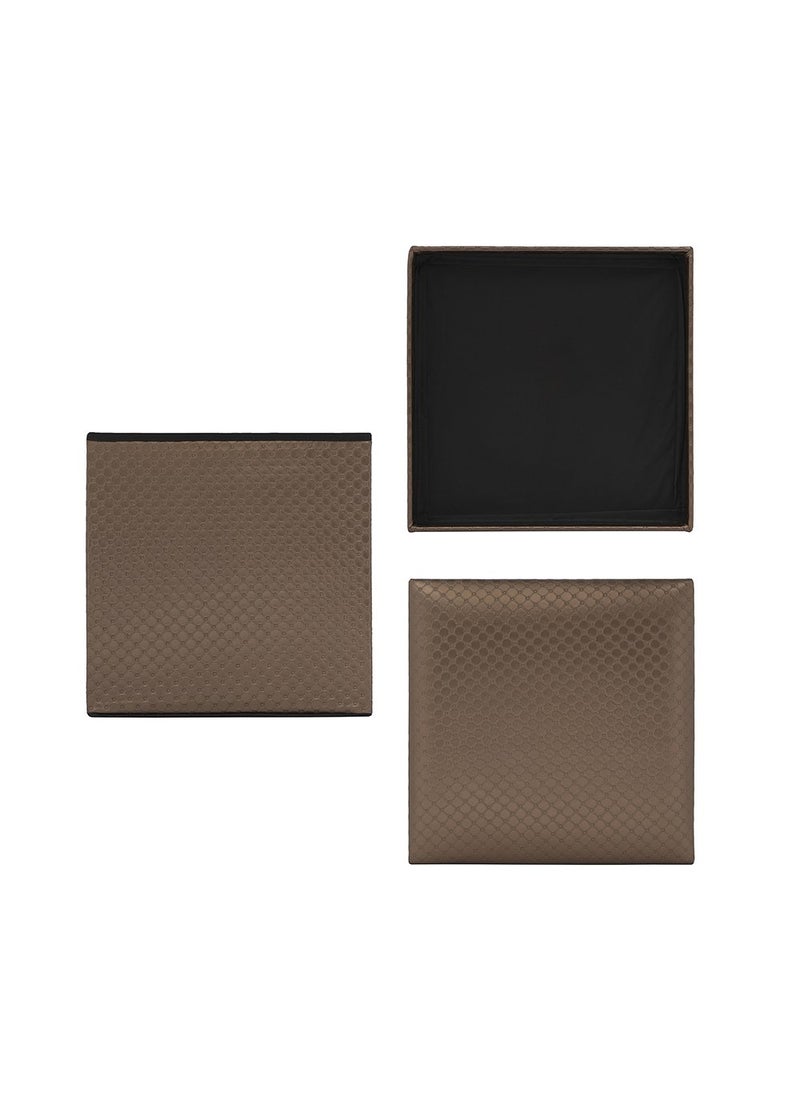 EZ Life EZ Life Collapsible Elegant Square Pouf Ottoman - Bronze Dotted Line - PU Leather & MDF - Home Foldable Organizer Stool, Storage Box with Lid - Bedroom, Living room - Multi-purpose, Storage organizer  - Image 5