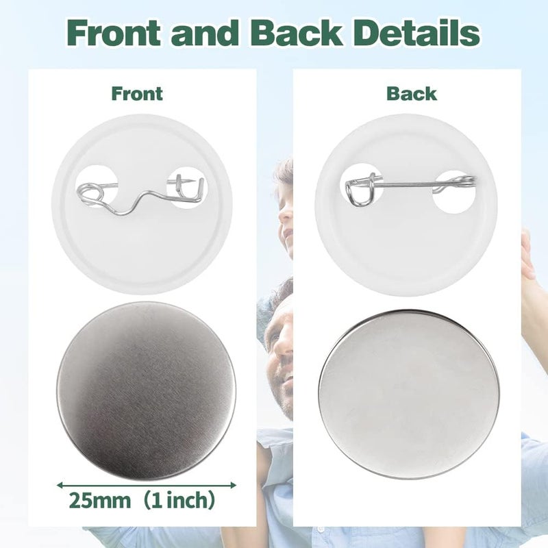 Mostme 300 Sets 25mm/1 inch Button Supplies Button Parts for Buttons Maker Machine 25mm, Round Badge Blank Buttons Pins, Includes Plastic Pin Back Cover, Metal Cover, Clear Film&Blank Paper - Image 3