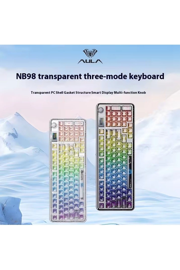 AULA F-NB98 Mechanical Keyboard 3 Mode Multi-functional Knob Custom Screen Gaming Keyboard RGB Backlit Hot Swap PC Gamer Gifts - Image 2