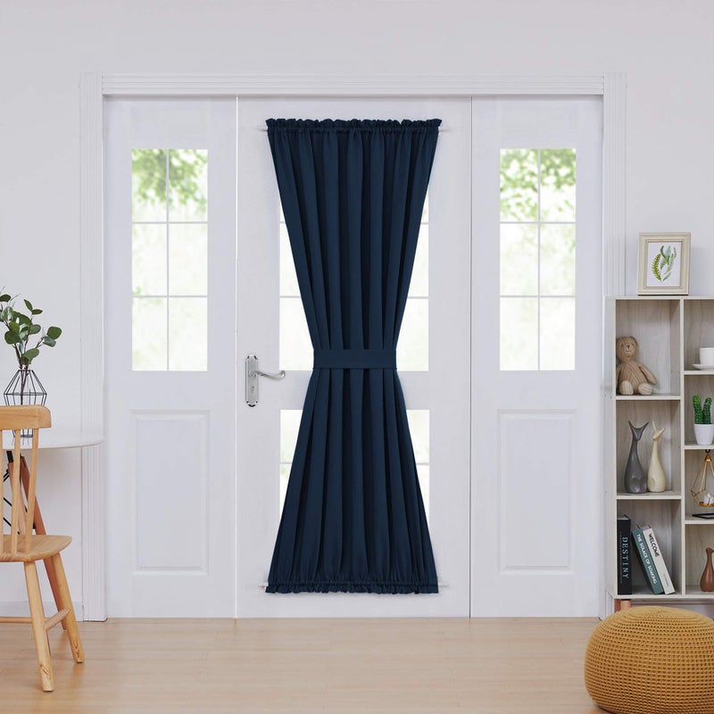 Deconovo Rod Pocket Blackout Drapes - Energy Saving Blackout Curtain Panel for Doors (54x72 in  Navy Blue  1 Panel) - Image 2