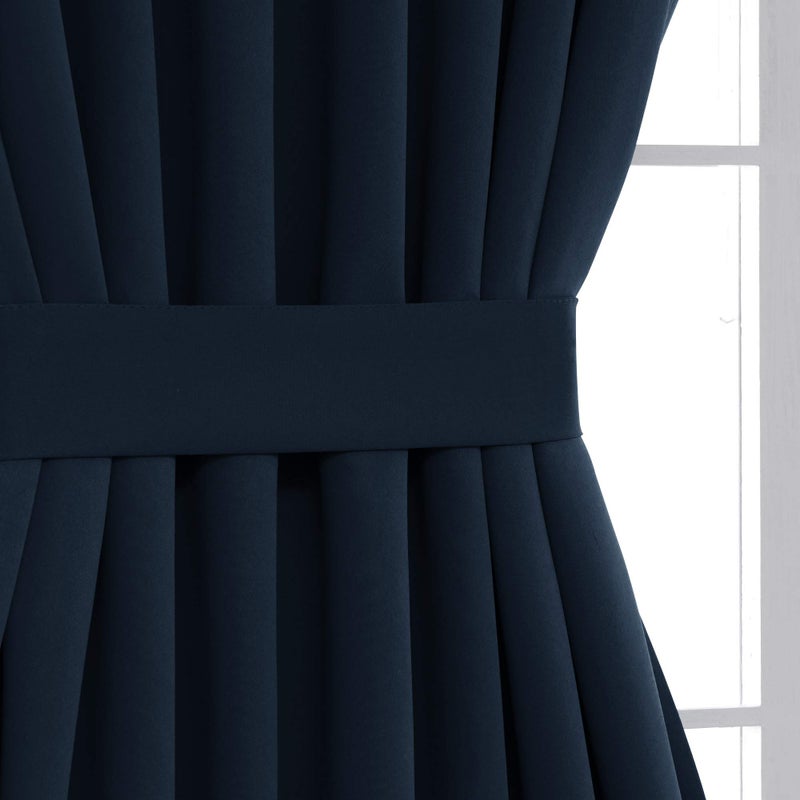 Deconovo Rod Pocket Blackout Drapes - Energy Saving Blackout Curtain Panel for Doors (54x72 in  Navy Blue  1 Panel) - Image 5