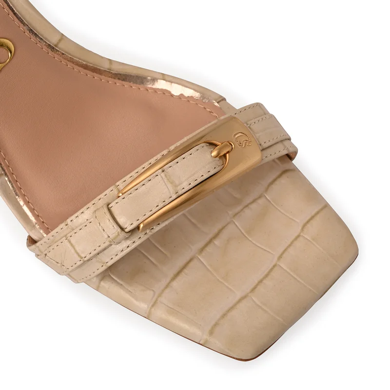 Carmen Steffens  Off-white Sandal with Golden Buckle for Women | Best Price UAE