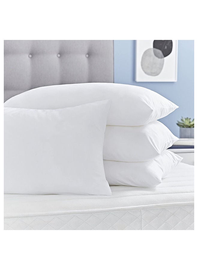 Hotel Linen Klub طقم من 4 وسائد ضغط بحجم 48 سم × 70 سم، غلاف خارجي: 100% ميكروفايبر، حشو: 700 جرام ألياف هولow شعور ناعم، اللون: أبيض  - Image 1