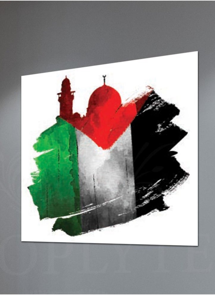 دروبلايت - علم فلسطين مع الأقصى القدس اللوحة الرقمية الزخرفية جدار الفن جدار ديكور بطاقة ديكور المنزل لغرفة المعيشة، غرفة الرسم، غرفة المكتب وغرفة النوم 30 سم × 30 سم - Image 1