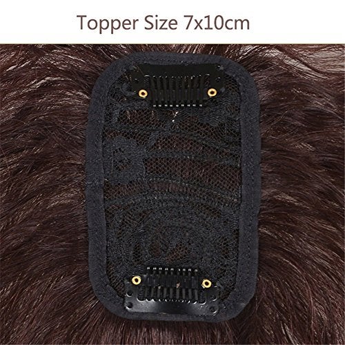Remeehi Fluffy Nature Look Curly Hairpiece Clip ON Human Hair Toppers With Bangs Replacement Wiglet Toupee for Thin Hair Thin 710cm,17cm Natural Color - Image 2
