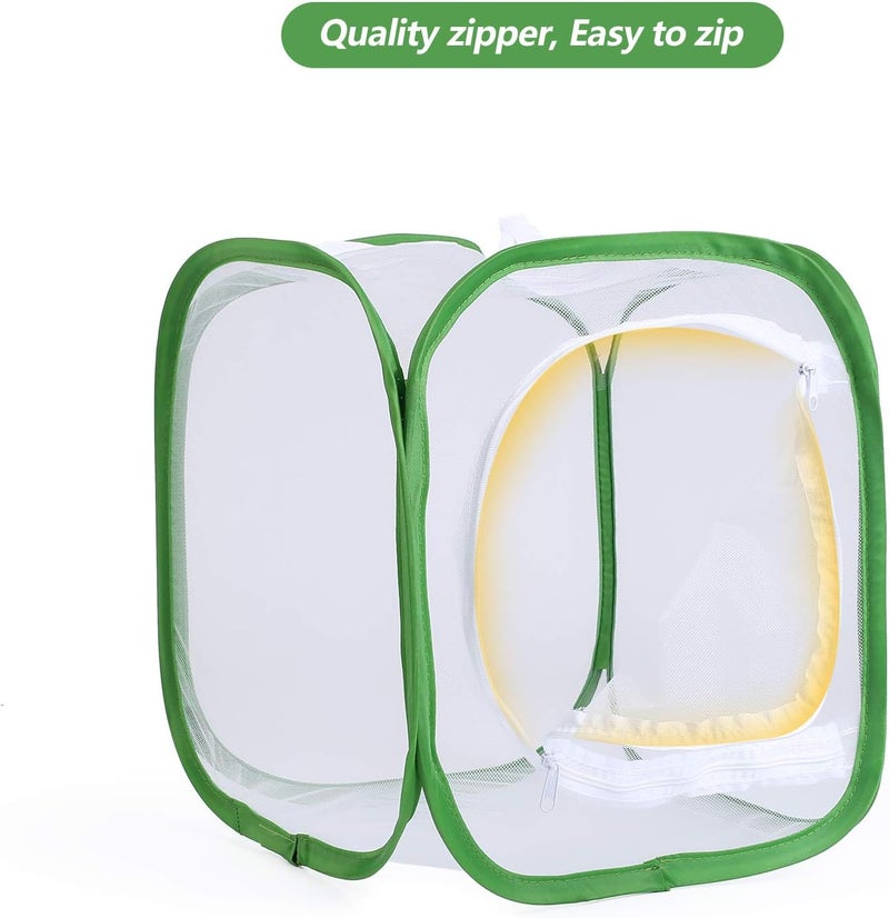 RESTCLOUD 12" Butterfly Habitat Insect Cage Caterpillars Enclosure Pop-up 12 x 12 x 12 Inches Tall 6 Mesh Panels - Image 4