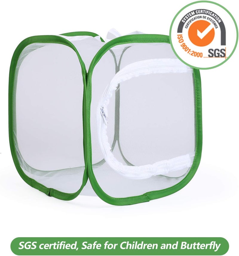 RESTCLOUD 12" Butterfly Habitat Insect Cage Caterpillars Enclosure Pop-up 12 x 12 x 12 Inches Tall 6 Mesh Panels - Image 5