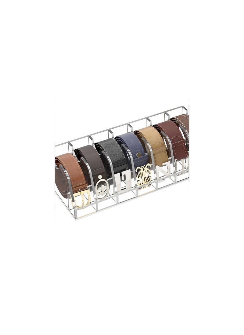 Generic - Belt Organizer Acrylic Clear Belt Case Storage Holder for Closet and Drawer 7 Compartments Belt Box Container - Image 1