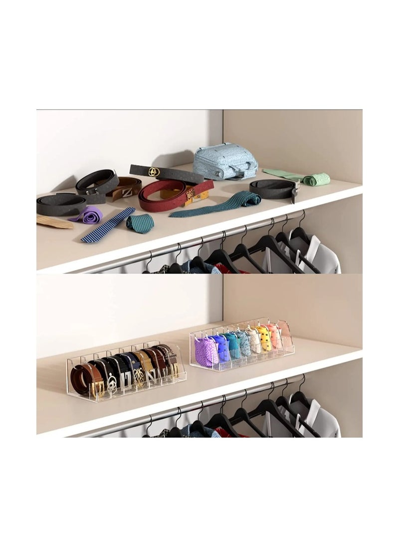 Generic - Belt Organizer Acrylic Clear Belt Case Storage Holder for Closet and Drawer 7 Compartments Belt Box Container - Image 1
