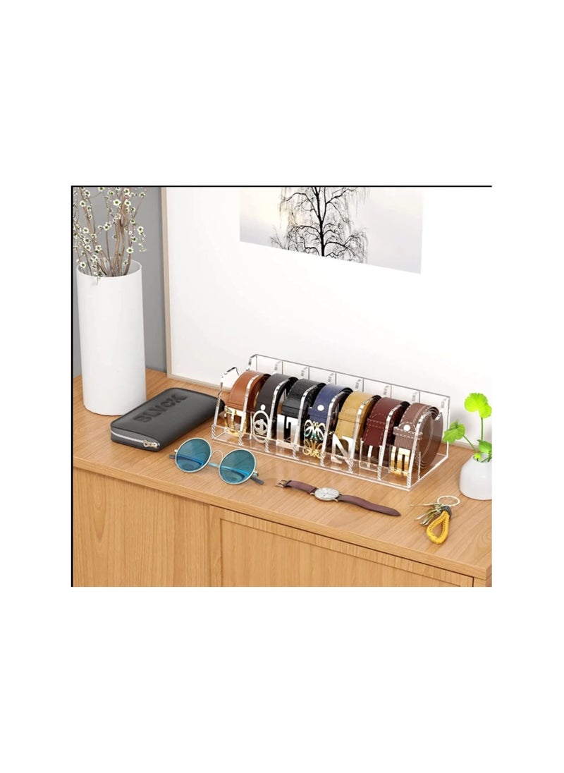 Generic - Belt Organizer Acrylic Clear Belt Case Storage Holder for Closet and Drawer 7 Compartments Belt Box Container - Image 1