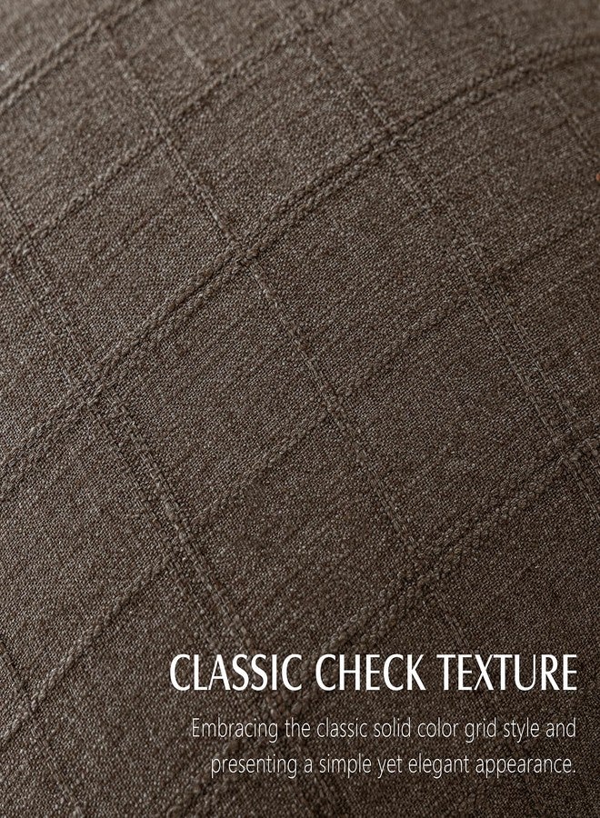 Foindtower Set of 2 Decorative Linen Check Throw Pillow Covers Neutral Farmhouse Vintage Cushion Covers Modern Boho Home Decor for Sofa Chair Couch Bedroom Living Room,20×20 Inch,Dark Brown - Image 2