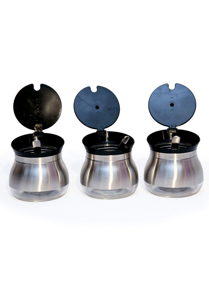RHYDON RHYDON Stainless Steel Seasoning Containers Set Spice Jar Spice Rack Condiment Cruet Bottle Set Salt Pepper Sugar Storage Organizers with 3 Serving Spoons Kitchen Accessories  - Image 2