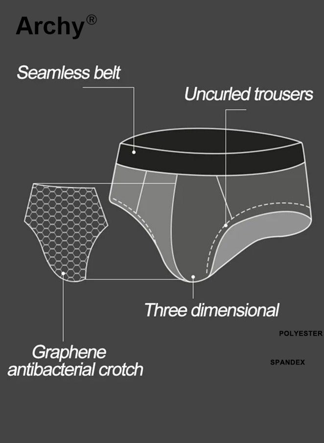 Archy 3 Pack Men’s Modal Graphene Breathable Briefs Antibacterial Inner Crotch Elastic Waistband Casual Mid-rise Underwear  - Image 4