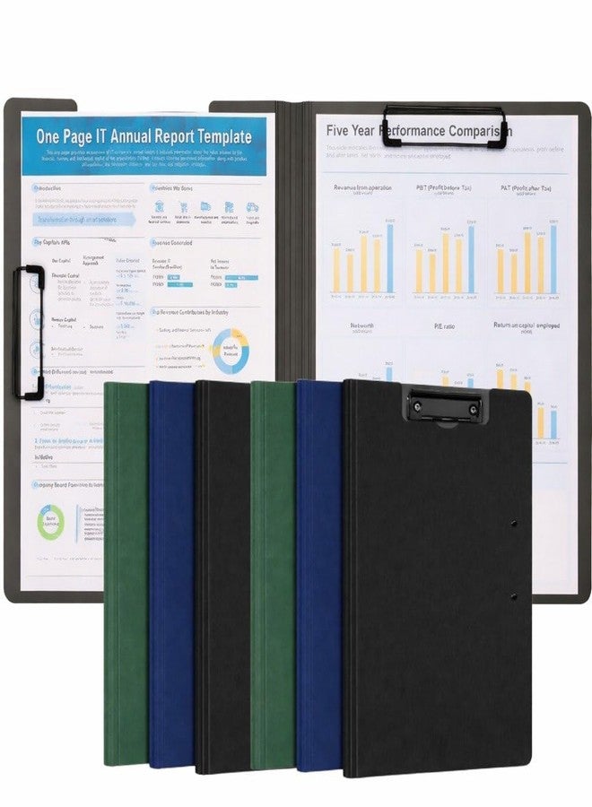 TENDULA File Cover Folder Clipboard, Clip File Folder,Double Metal Clips, 360 Degree Flip Writing Pad, PP File Clipboard for A4 and Letter Size Business, Office, School Papers (6, Multi Colour) - Image 1