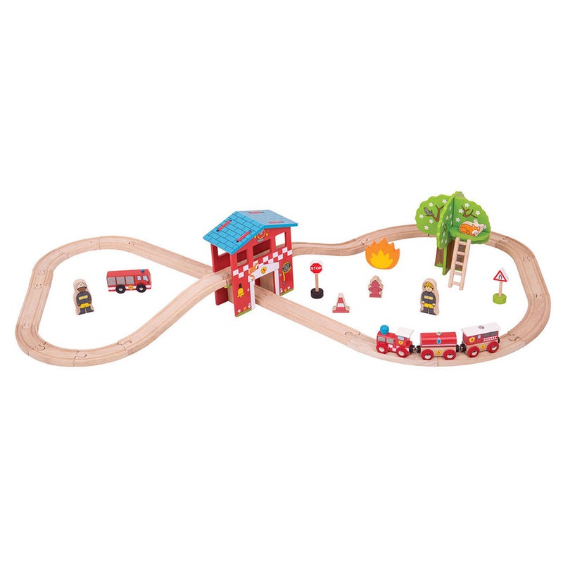 BIGJIGS Fire Station Train Set Bjt037