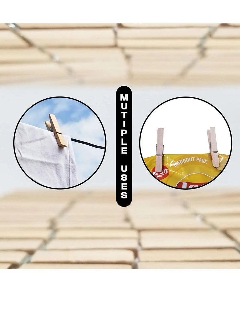 بامير 40 قطعة من مشابك الغسيل الخشبية، أوتاد ملابس من الخيزران الطبيعي، مضادة للصدأ والرطوبة، دبابيس خشبية متينة، مشابك ملابس متينة مع حاملات قبضة قوية لتجفيف قماش الغسيل. - Image 5