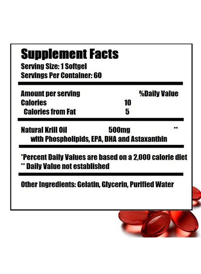 Nu-Health Antarctic Krill Oil Dietary Supplement (500 mg, 60 Softgels) - Image 2