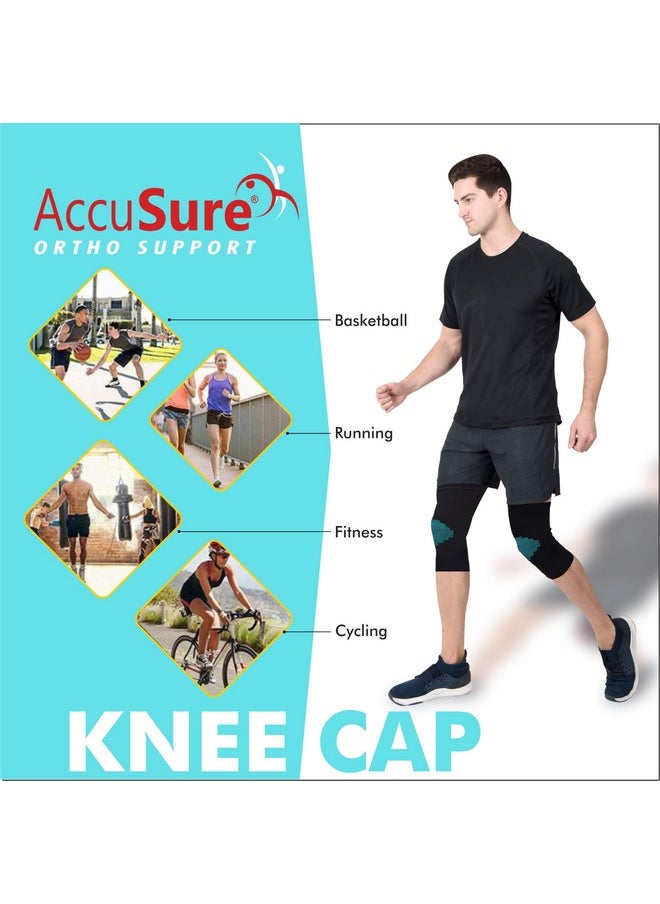 AccuSure - AccuSure Knee Brace Compression Sleeve- Best Support for Arthritis, Gym, Running, Basketball, Meniscus Tear, Sports, Joint Pain Relief, Injury Recovery For Men, Women|Pair - Image 1