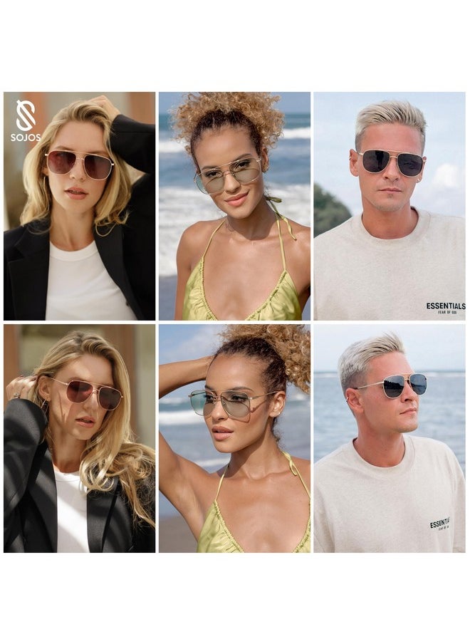 Sojos Polarized Aviator Sunglasses Womens Men Trendy Designer Shades Sj1218Brown  - Image 2