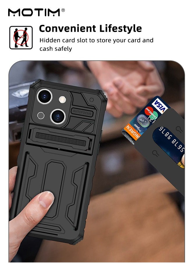 Motim Armor Case for iPhone 14/14 Pro/14 Plus/14 Pro Max Heavy Duty Shockproof Protective Phone Case Kickstand Cover with Hidden Card Slot  - Image 3