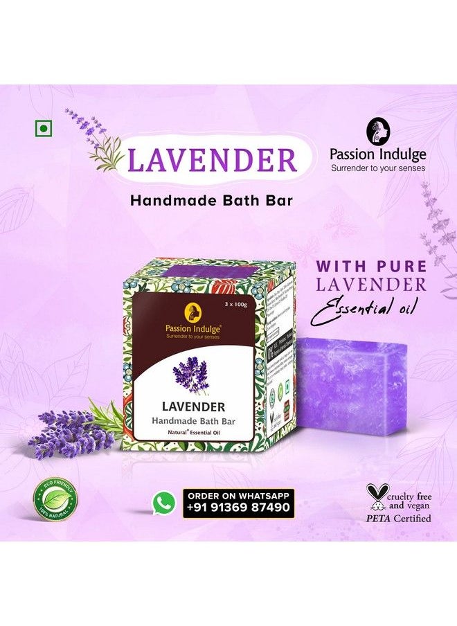 passion indulge - Natural Handmade Bath Bar Soap Lavender (Pack Of 3) - Image 1