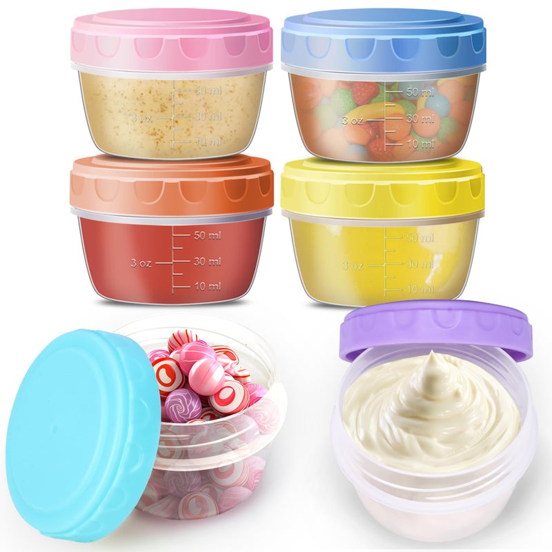 QUMMFA Dressing Containers with Lids - 6 Pack *2 OZ Salad Dressing Container, Reusable BPA-free Sauce Containers, Portable Twist Top Food Storage Containers for School, Work & Picnic, Dishwasher Safe - Image 1