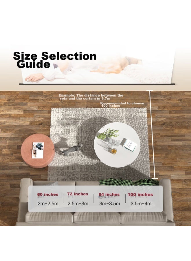 Deli 84-inch 16:9 White Soft Screen Hanging Wall-mounted Hanging Projection Screen Compatible With Nut, Xgimi, Dangbei, Xiaomi Projector Ms112 - Image 1