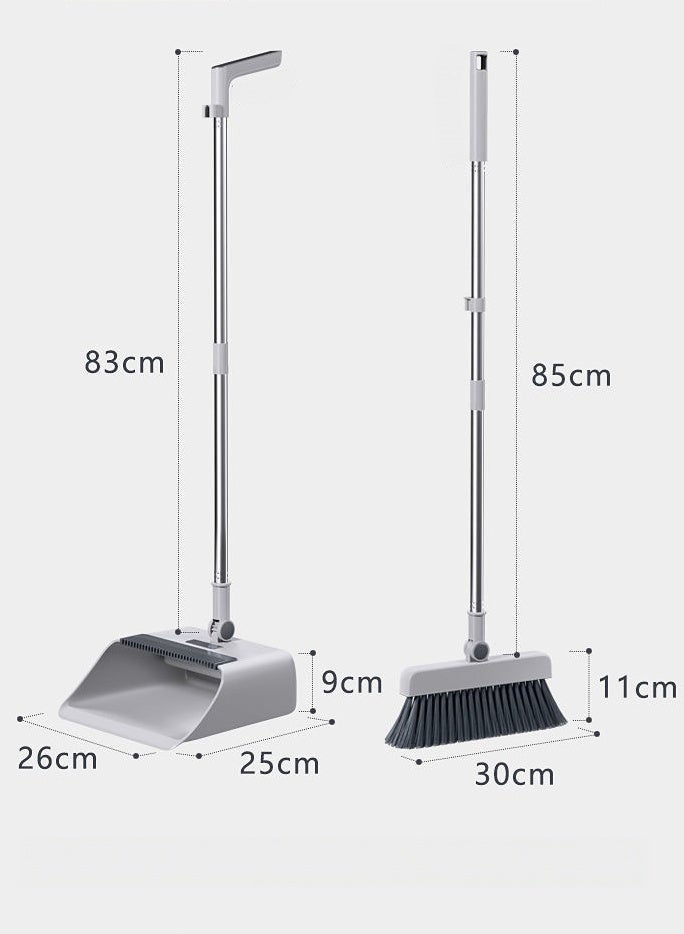 Poxvalzor Broom & Dustpan Combo Set, 4-in-1 Multifunctional Cleaning Tool with Long Handle, Concealed Squeegee & Floor Scrub Brush for Home, Kitchen, Bathroom, Office – Indoor/Outdoor Floor, Space-Saving, Durable, Easy Storage（White） - Image 2