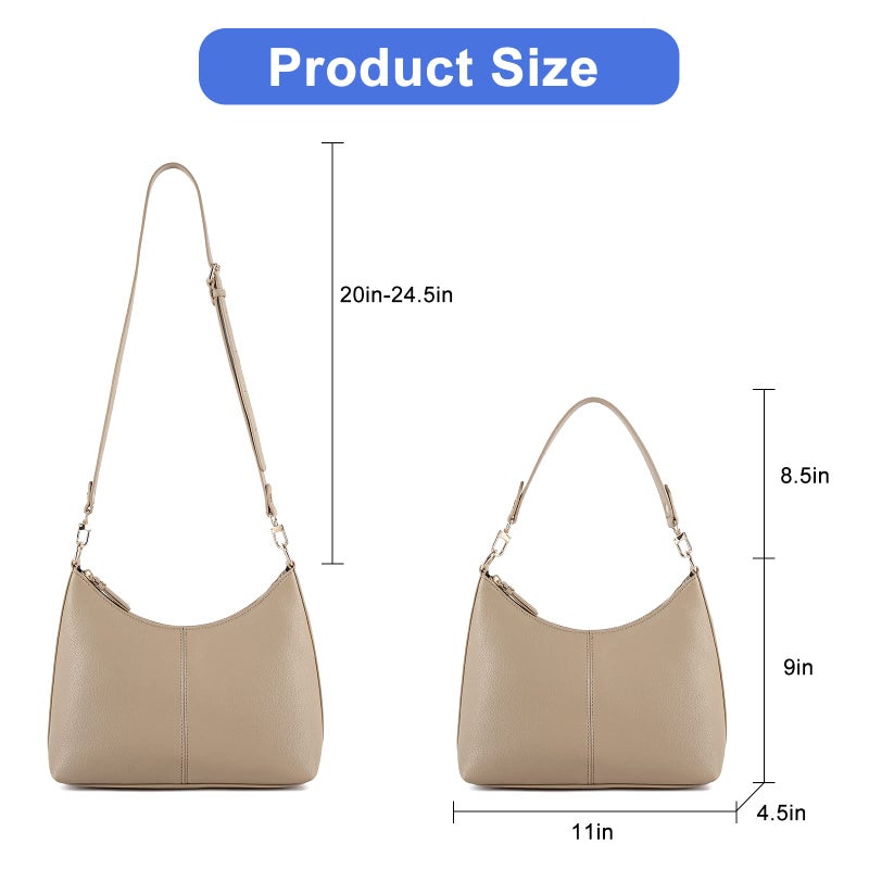 Keyli Women's Soft PU Leather Shoulder Handbag, Khaki, 11"L x 4.5"W x 9"H - Image 4